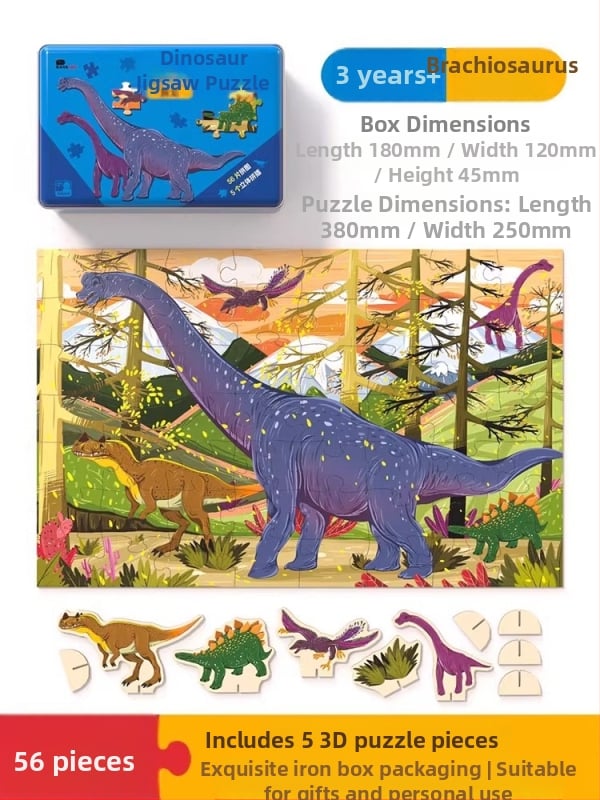 Puzle dinosaura za djecu – ravni slagalica, 100/200/300 komada, papir, DIY mogućnost, za uzrast 4–6 godina