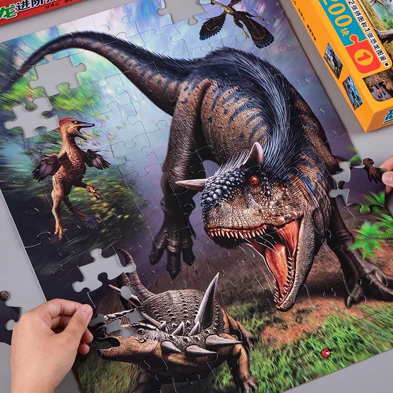 Puzle dinosaura za djecu – ravni slagalica, 100/200/300 komada, papir, DIY mogućnost, za uzrast 4–6 godina