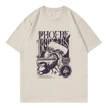 Phoebe Bridgers on Tour marškinėliai su spauda, medvilnė, gatvės hip hop stilius, trumpomis rankovėmis, vyrams