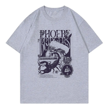 Phoebe Bridgers on Tour marškinėliai su spauda, medvilnė, gatvės hip hop stilius, trumpomis rankovėmis, vyrams