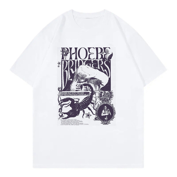 Phoebe Bridgers on Tour marškinėliai su spauda, medvilnė, gatvės hip hop stilius, trumpomis rankovėmis, vyrams