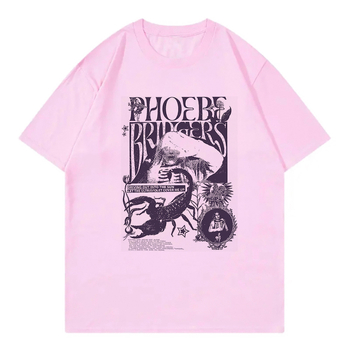 Phoebe Bridgers on Tour marškinėliai su spauda, medvilnė, gatvės hip hop stilius, trumpomis rankovėmis, vyrams