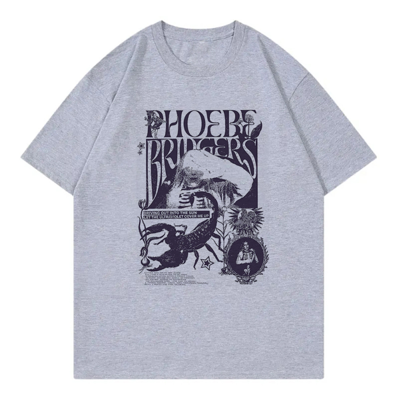 Phoebe Bridgers on Tour marškinėliai su spauda, medvilnė, gatvės hip hop stilius, trumpomis rankovėmis, vyrams