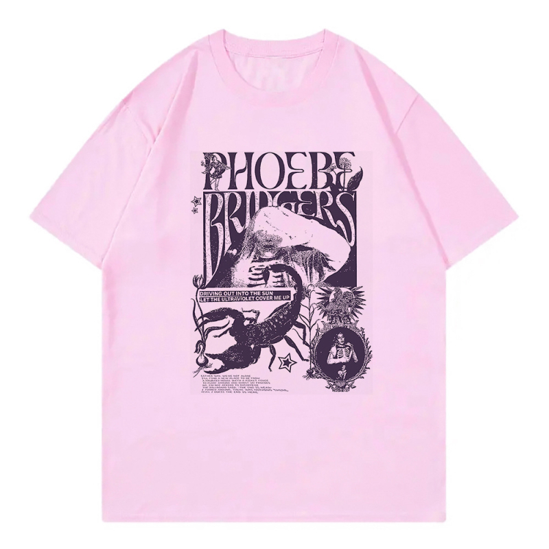 Phoebe Bridgers on Tour marškinėliai su spauda, medvilnė, gatvės hip hop stilius, trumpomis rankovėmis, vyrams