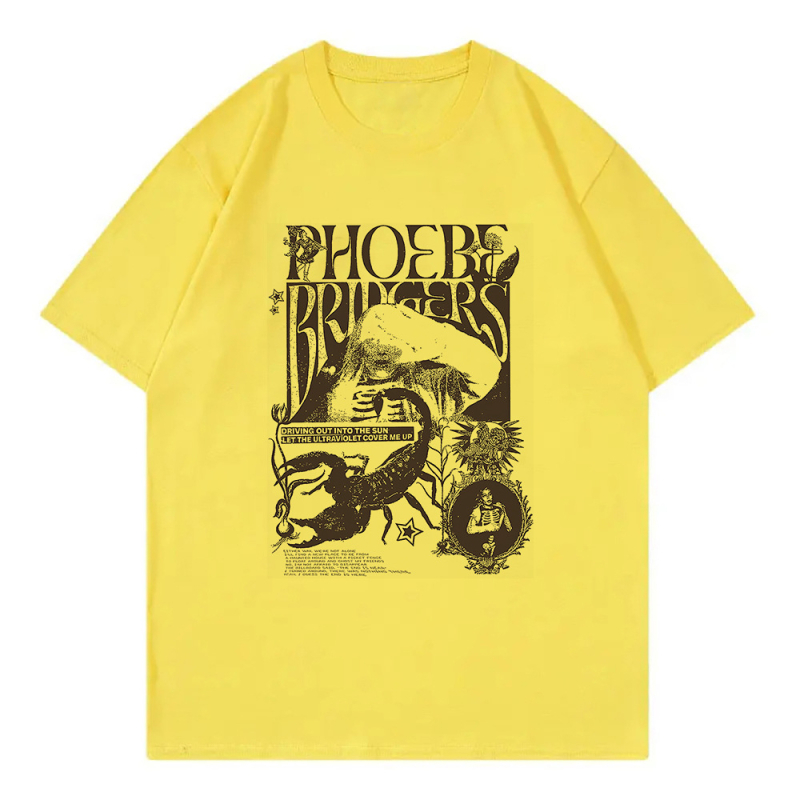 Phoebe Bridgers on Tour marškinėliai su spauda, medvilnė, gatvės hip hop stilius, trumpomis rankovėmis, vyrams