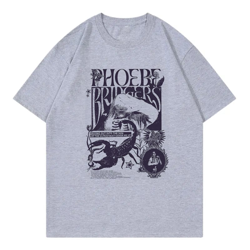 Phoebe Bridgers on Tour marškinėliai su spauda, medvilnė, gatvės hip hop stilius, trumpomis rankovėmis, vyrams