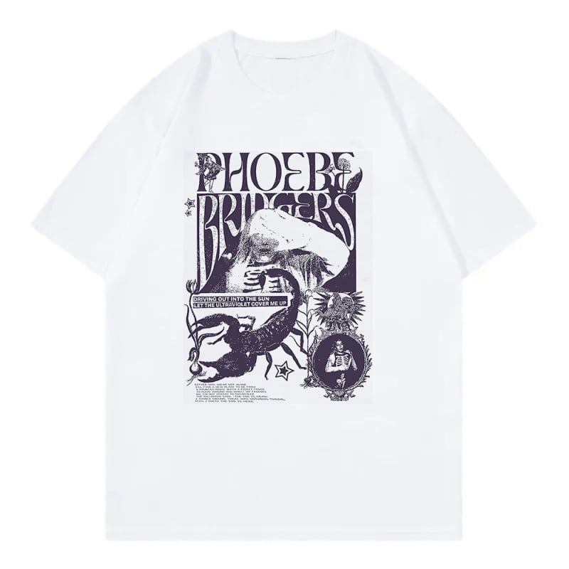 Phoebe Bridgers on Tour marškinėliai su spauda, medvilnė, gatvės hip hop stilius, trumpomis rankovėmis, vyrams