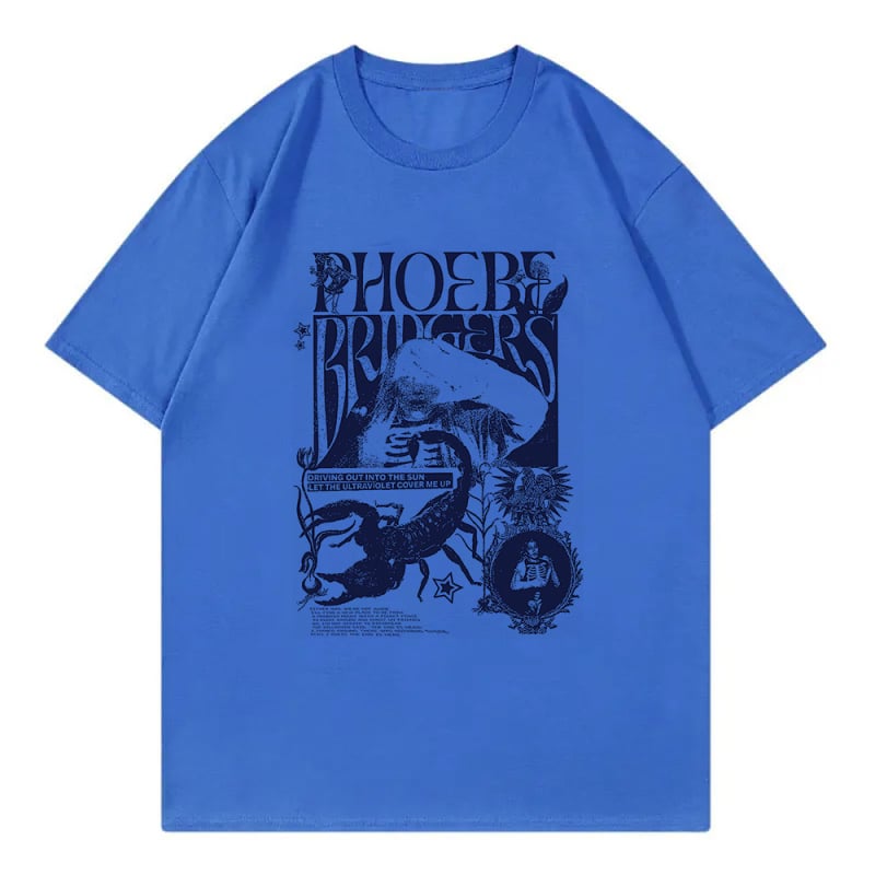 Phoebe Bridgers on Tour marškinėliai su spauda, medvilnė, gatvės hip hop stilius, trumpomis rankovėmis, vyrams