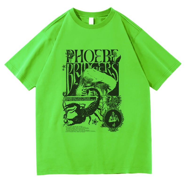 Phoebe Bridgers on Tour marškinėliai su spauda, medvilnė, gatvės hip hop stilius, trumpomis rankovėmis, vyrams