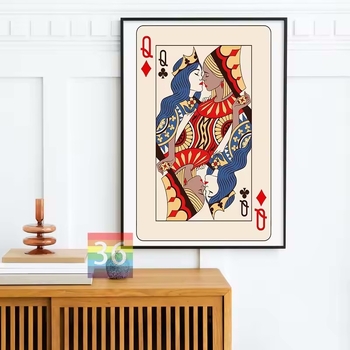 Tablou decorativ pe pânză cu motiv vintage de poker – Ace de Spade, design nordic pentru living, bar sau restaurant; imprimare inkjet pe pânză de ulei, fără ramă