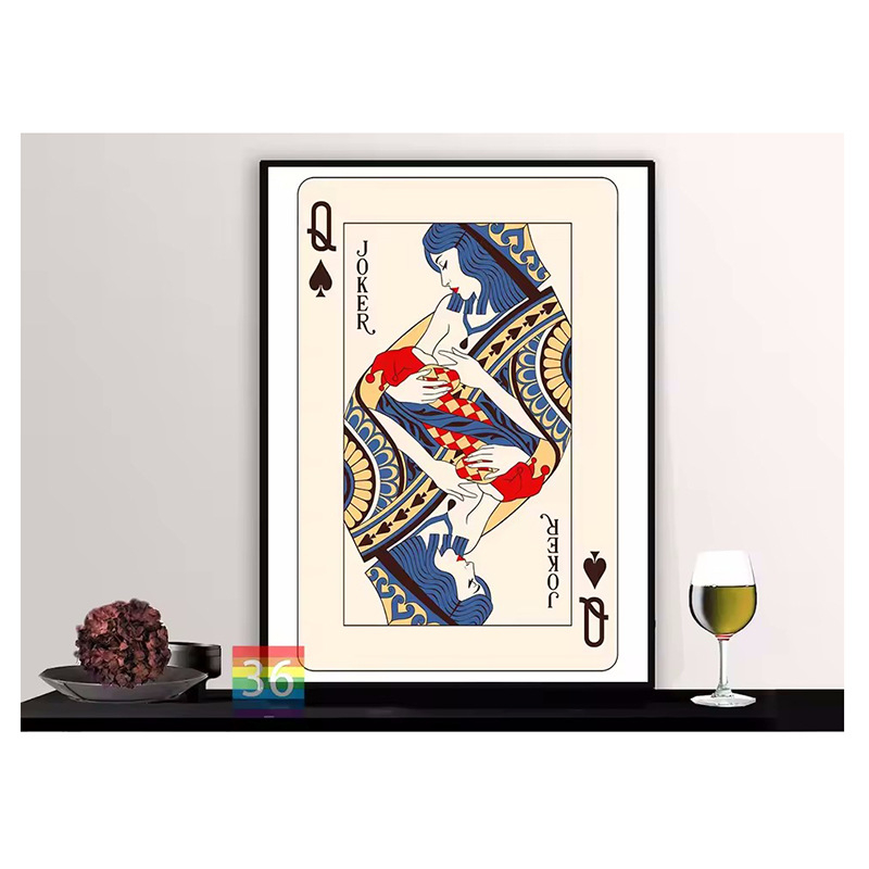 Tablou decorativ pe pânză cu motiv vintage de poker – Ace de Spade, design nordic pentru living, bar sau restaurant; imprimare inkjet pe pânză de ulei, fără ramă