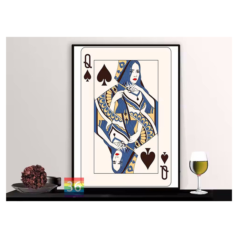 Tablou decorativ pe pânză cu motiv vintage de poker – Ace de Spade, design nordic pentru living, bar sau restaurant; imprimare inkjet pe pânză de ulei, fără ramă