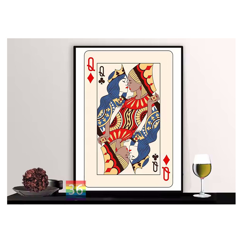 Tablou decorativ pe pânză cu motiv vintage de poker – Ace de Spade, design nordic pentru living, bar sau restaurant; imprimare inkjet pe pânză de ulei, fără ramă