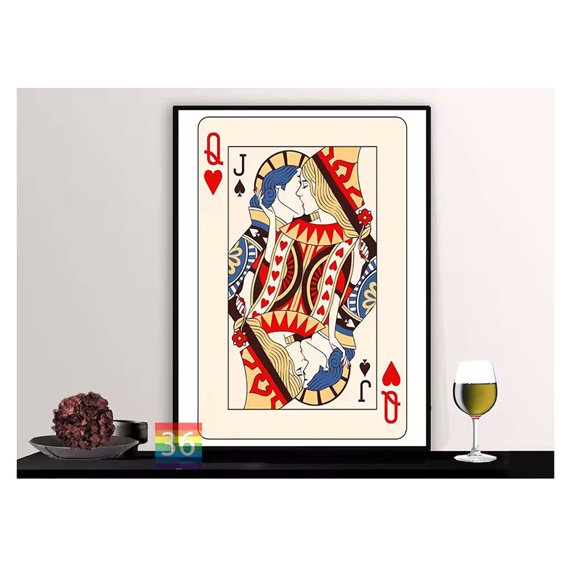 Tablou decorativ pe pânză cu motiv vintage de poker – Ace de Spade, design nordic pentru living, bar sau restaurant; imprimare inkjet pe pânză de ulei, fără ramă