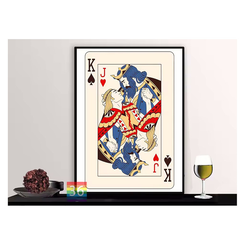 Tablou decorativ pe pânză cu motiv vintage de poker – Ace de Spade, design nordic pentru living, bar sau restaurant; imprimare inkjet pe pânză de ulei, fără ramă