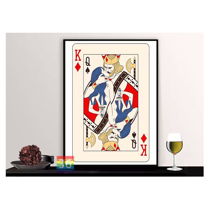 Tablou decorativ pe pânză cu motiv vintage de poker – Ace de Spade, design nordic pentru living, bar sau restaurant; imprimare inkjet pe pânză de ulei, fără ramă