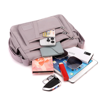 MULANHU νάιλον crossbody τσάντα, οριζόντια τετράγωνο σχήμα, φερμουάρ, εσωτερικά τσεπάκια (κρυφή θήκη με φερμουάρ, θήκη για κινητό, θήκη για ταυτότητα), εσωτερική επένδυση, μονό ιμάντας