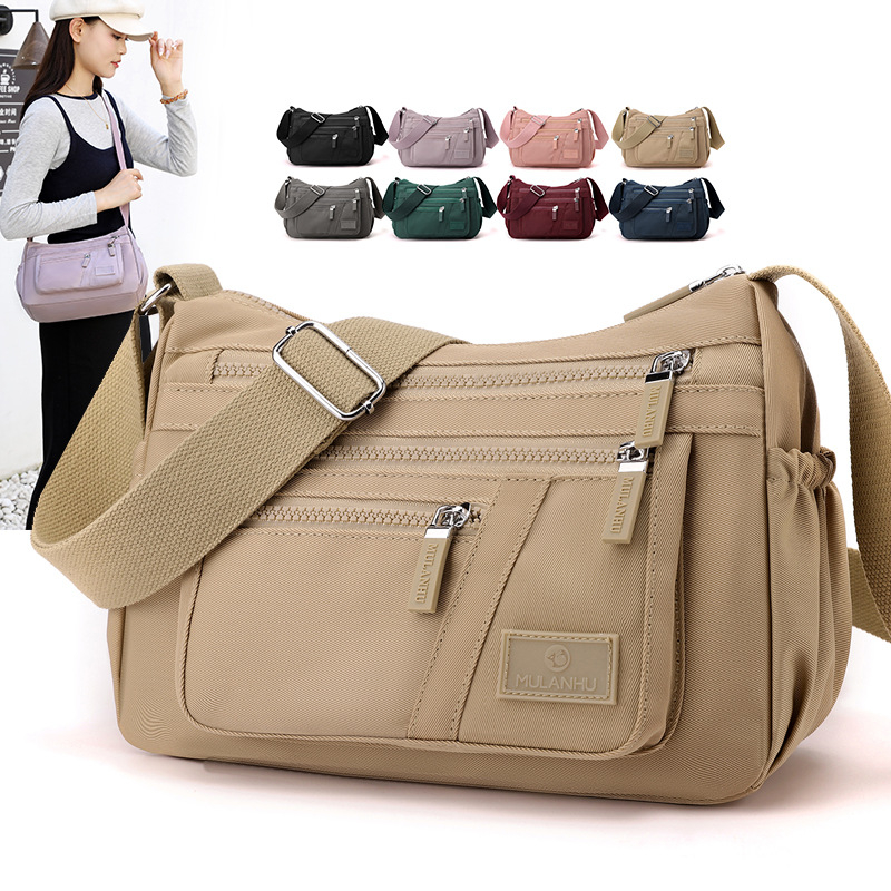 MULANHU najlon crossbody torba, horizontalno kvadratnog oblika, zatvarač, unutarnji džepovi (skriveni džep sa zipom, džep za mobitel, džep za identifikaciju), unutarnja podstava, jedan remen