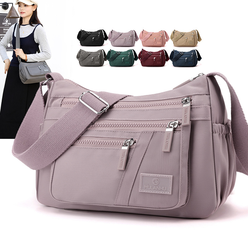 MULANHU najlon crossbody torba, horizontalno kvadratnog oblika, zatvarač, unutarnji džepovi (skriveni džep sa zipom, džep za mobitel, džep za identifikaciju), unutarnja podstava, jedan remen