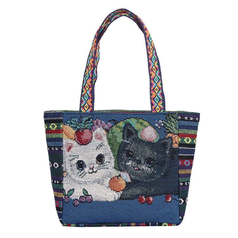 Pusdienu soma – etniskā stila, kokvilna un lina, rāvējslēdzējs, ID kabata, vertikāla kvadrāta forma