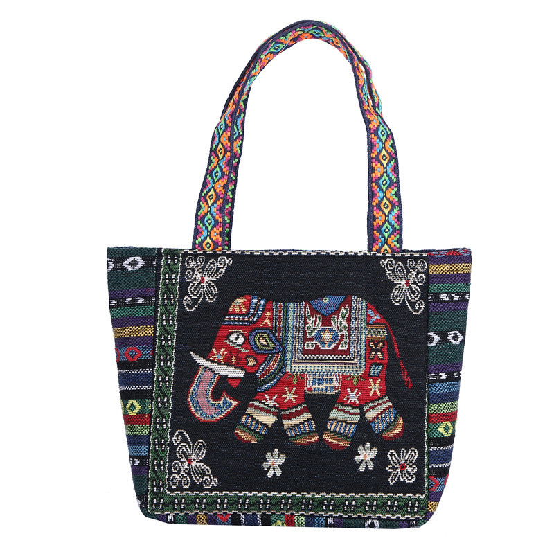 Pusdienu soma – etniskā stila, kokvilna un lina, rāvējslēdzējs, ID kabata, vertikāla kvadrāta forma