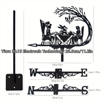 Σφυρήλατος σίδερο: ανεμοδείκτης σε βάση γης για εξωτερικό κήπο