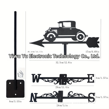 Σφυρήλατος σίδερο: ανεμοδείκτης σε βάση γης για εξωτερικό κήπο