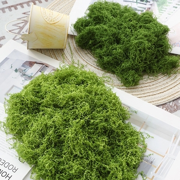 Soaring Šilkas gėlė Brushed Grass Moss Turf Mikro Peizažo Ornamentas — Drėgnas prisilietimo jausmas, vestuvėms, lauko erdvėms ir namų dekoracijai