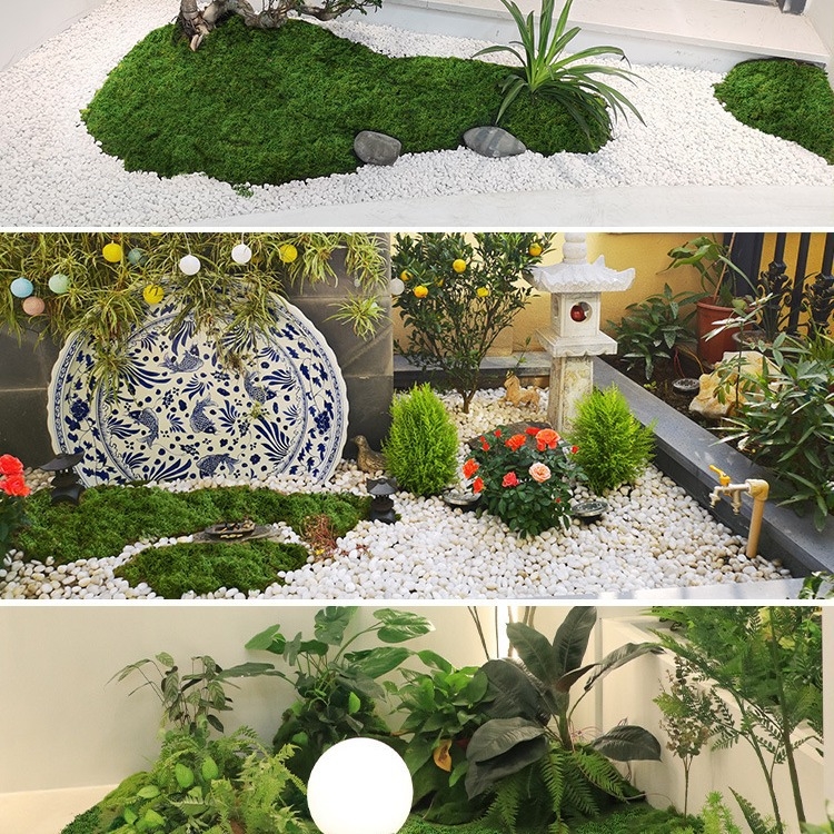 Soaring Šilkas gėlė Brushed Grass Moss Turf Mikro Peizažo Ornamentas — Drėgnas prisilietimo jausmas, vestuvėms, lauko erdvėms ir namų dekoracijai