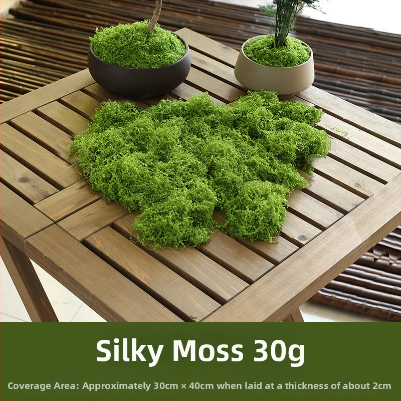 Soaring Šilkas gėlė Brushed Grass Moss Turf Mikro Peizažo Ornamentas — Drėgnas prisilietimo jausmas, vestuvėms, lauko erdvėms ir namų dekoracijai