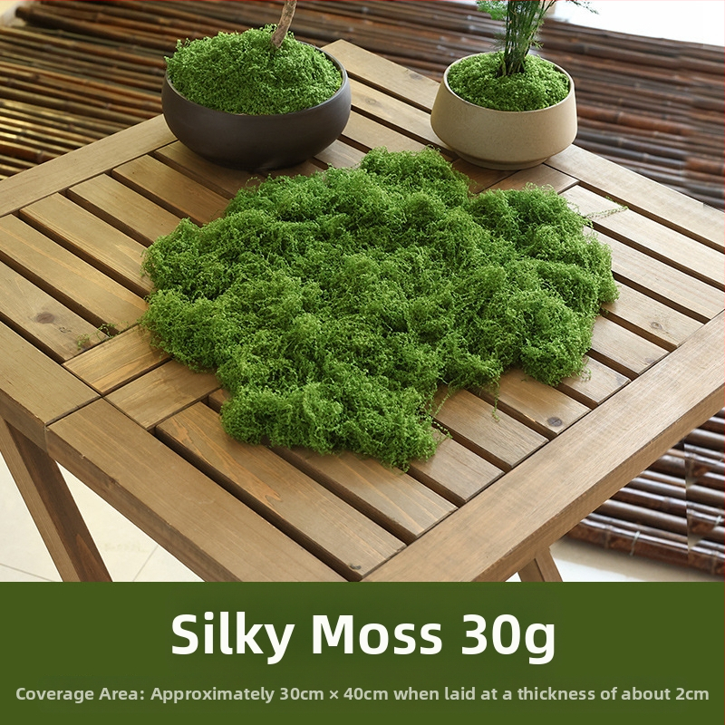 Soaring Šilkas gėlė Brushed Grass Moss Turf Mikro Peizažo Ornamentas — Drėgnas prisilietimo jausmas, vestuvėms, lauko erdvėms ir namų dekoracijai