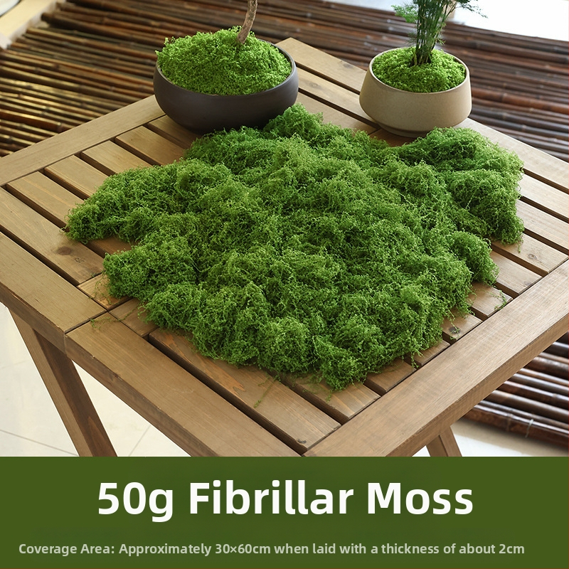Soaring Šilkas gėlė Brushed Grass Moss Turf Mikro Peizažo Ornamentas — Drėgnas prisilietimo jausmas, vestuvėms, lauko erdvėms ir namų dekoracijai