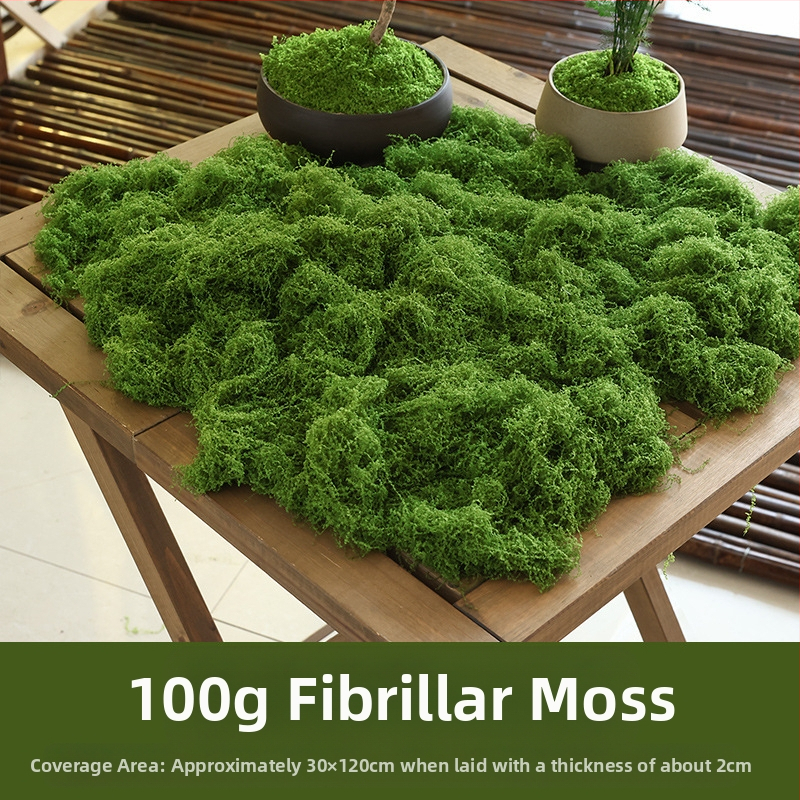 Soaring Šilkas gėlė Brushed Grass Moss Turf Mikro Peizažo Ornamentas — Drėgnas prisilietimo jausmas, vestuvėms, lauko erdvėms ir namų dekoracijai