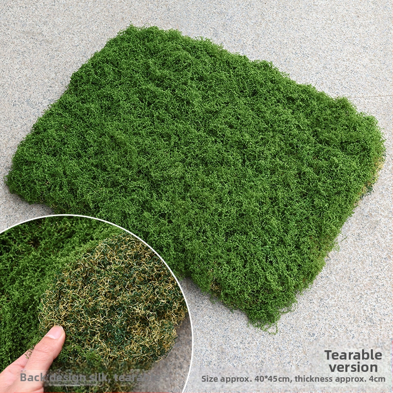 Soaring Šilkas gėlė Brushed Grass Moss Turf Mikro Peizažo Ornamentas — Drėgnas prisilietimo jausmas, vestuvėms, lauko erdvėms ir namų dekoracijai