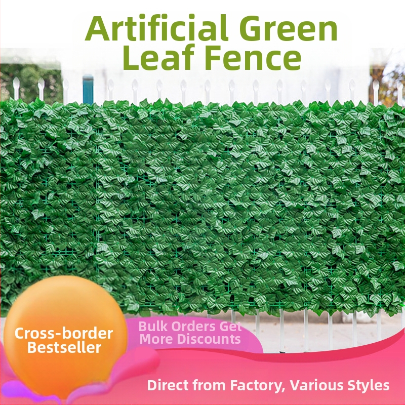 Dirbtinė tvora su žaliais pothoso lapais balkonui ir kiemui, plastikas, 50 cm aukštis