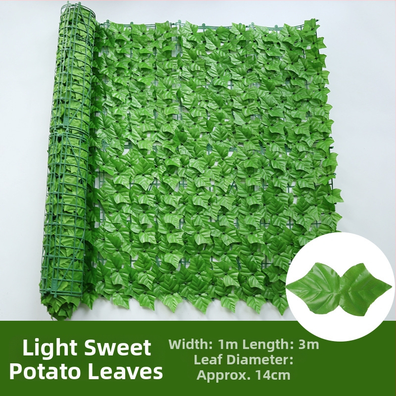 Dirbtinė tvora su žaliais pothoso lapais balkonui ir kiemui, plastikas, 50 cm aukštis