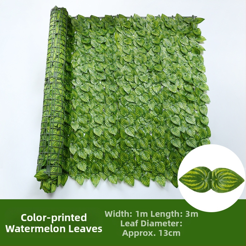 Dirbtinė tvora su žaliais pothoso lapais balkonui ir kiemui, plastikas, 50 cm aukštis