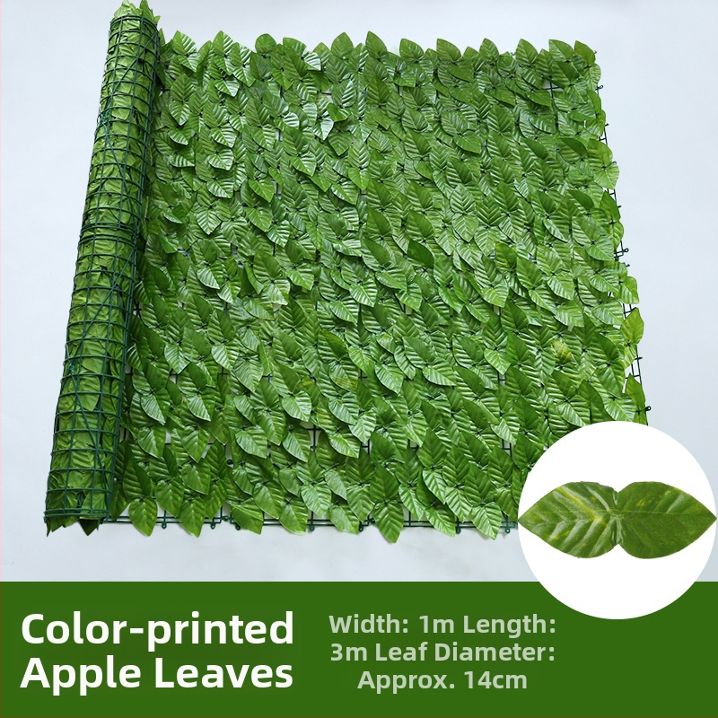 Dirbtinė tvora su žaliais pothoso lapais balkonui ir kiemui, plastikas, 50 cm aukštis