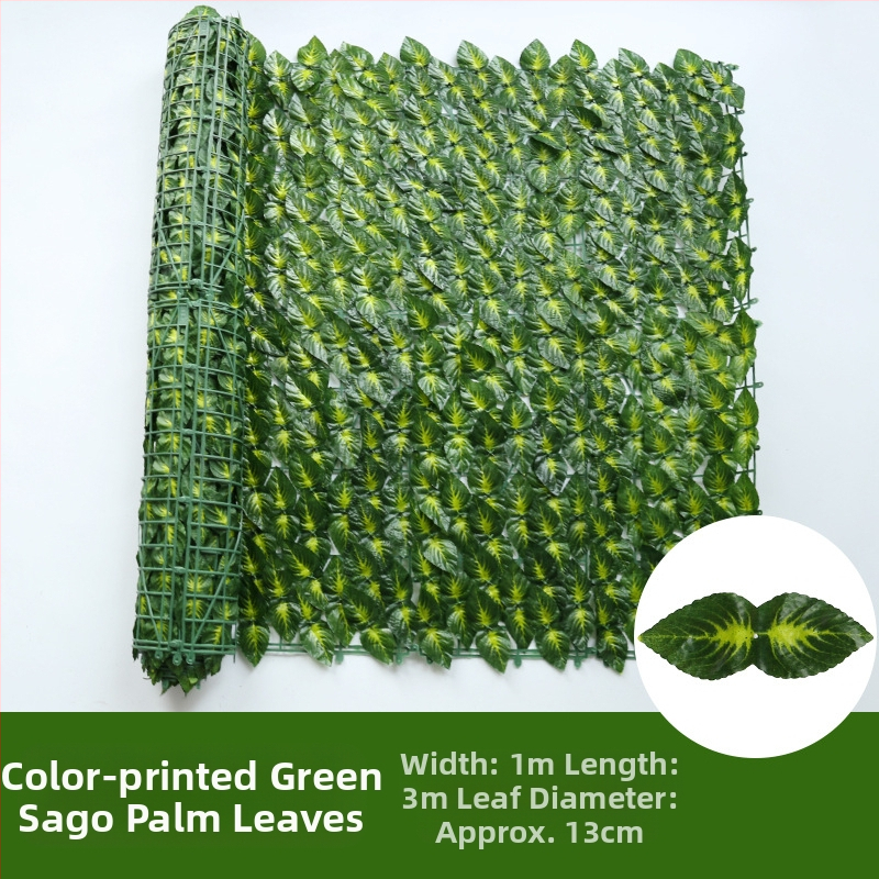 Dirbtinė tvora su žaliais pothoso lapais balkonui ir kiemui, plastikas, 50 cm aukštis