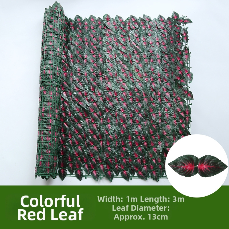 Dirbtinė tvora su žaliais pothoso lapais balkonui ir kiemui, plastikas, 50 cm aukštis