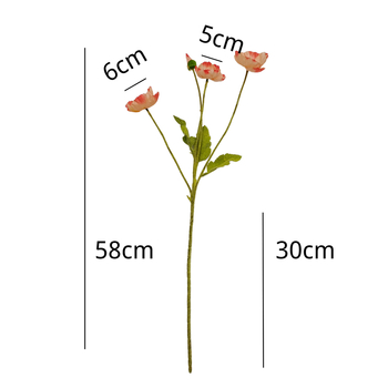 4 galvų aguona iš šilko — dirbtinis gėlių dekoras vestuvėms, lauko erdvei ir nuotraukų rekvizitams