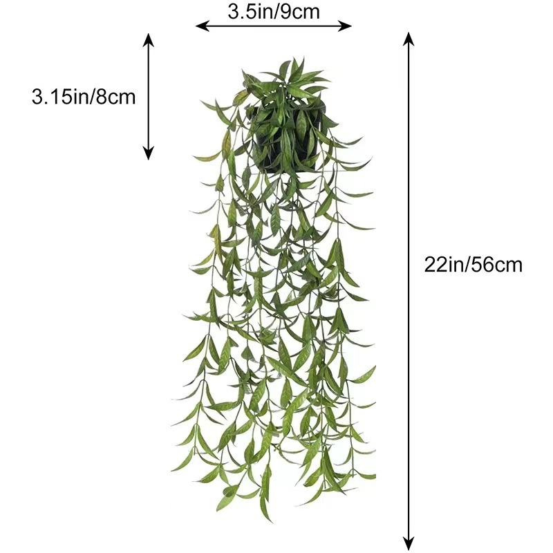 Dirbtinis kabančios formos bonsai – eukaliptas, plastikiniai žiedai, vidaus ir lauko dekoravimui