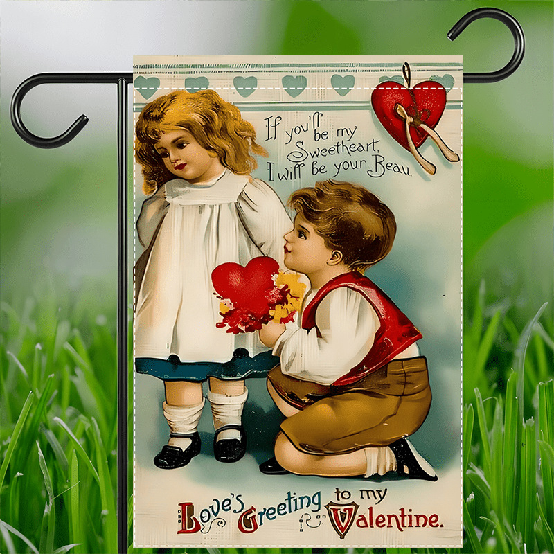 Brilliance Sodo vėliava – linų audinys, spausdintas logotipas, be vėliavos stulpo, OPP pakuotė, triušis su dobiliu motyvas