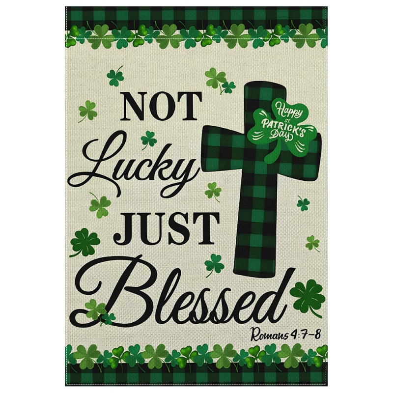 Brilliance Sodo vėliava – linų audinys, spausdintas logotipas, be vėliavos stulpo, OPP pakuotė, triušis su dobiliu motyvas