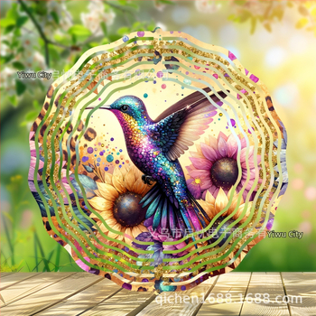 Mandala 3D besisukantis vėjo spinners dekoracija namams ir sodui, metalas, spaudinys dizainas