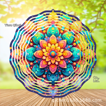 Mandala 3D besisukantis vėjo spinners dekoracija namams ir sodui, metalas, spaudinys dizainas