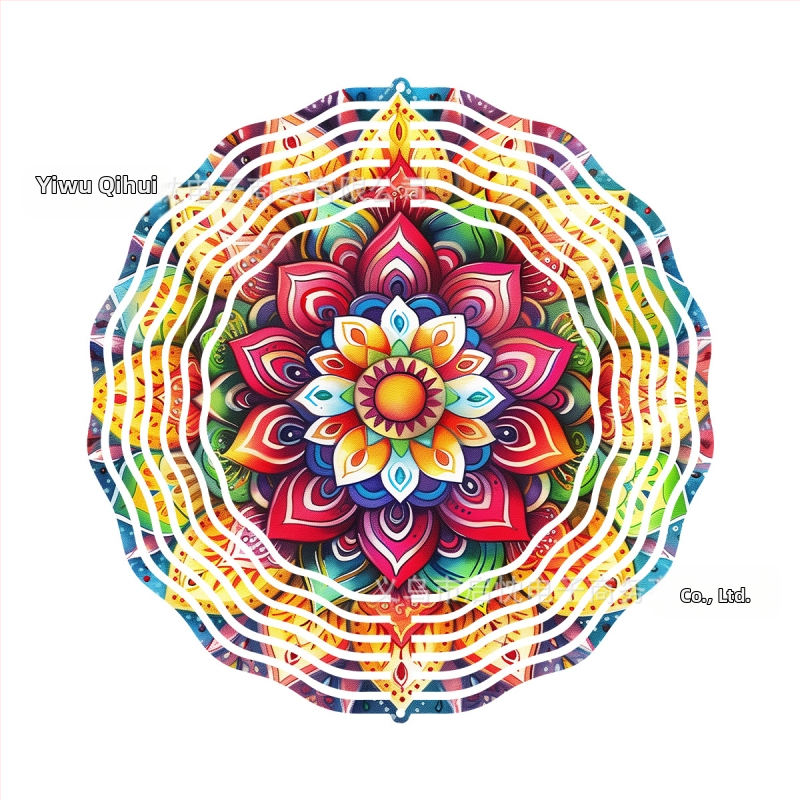 Mandala 3D besisukantis vėjo spinners dekoracija namams ir sodui, metalas, spaudinys dizainas