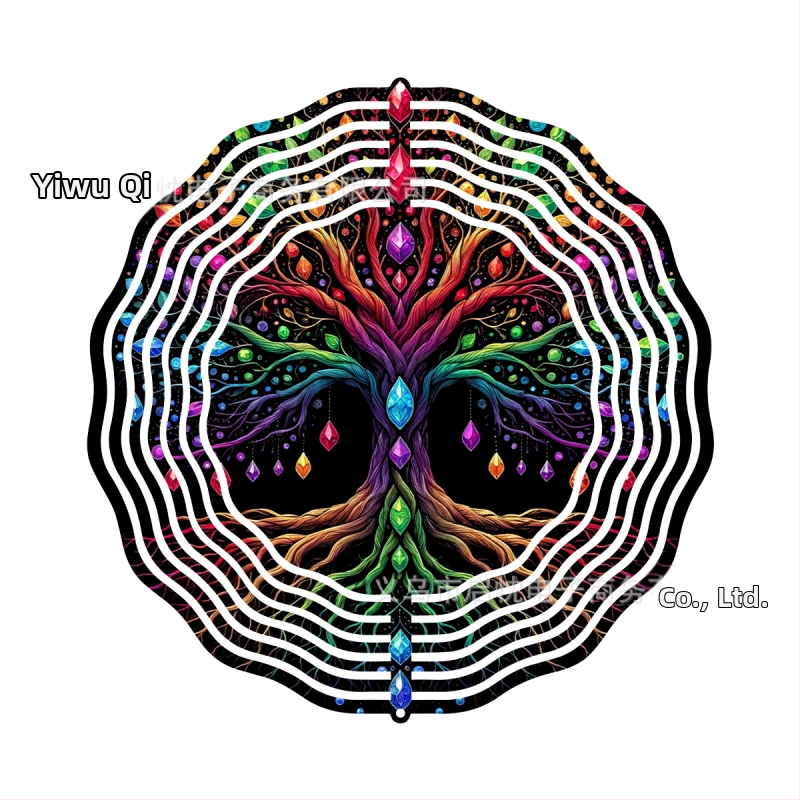 Mandala 3D besisukantis vėjo spinners dekoracija namams ir sodui, metalas, spaudinys dizainas