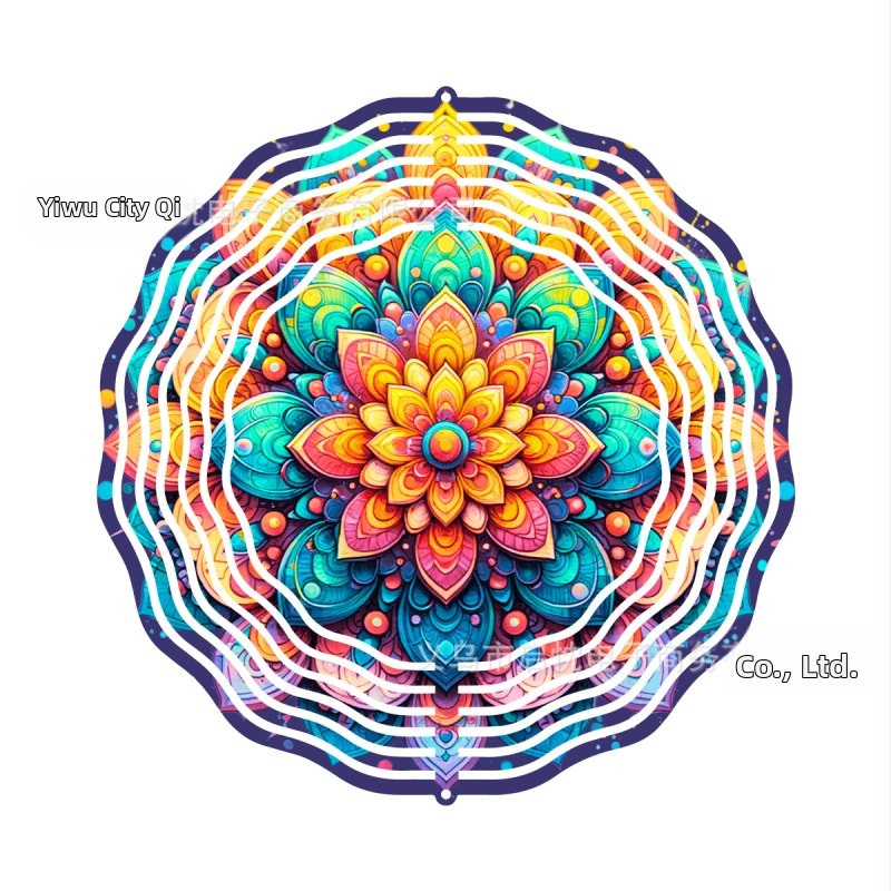 Mandala 3D besisukantis vėjo spinners dekoracija namams ir sodui, metalas, spaudinys dizainas