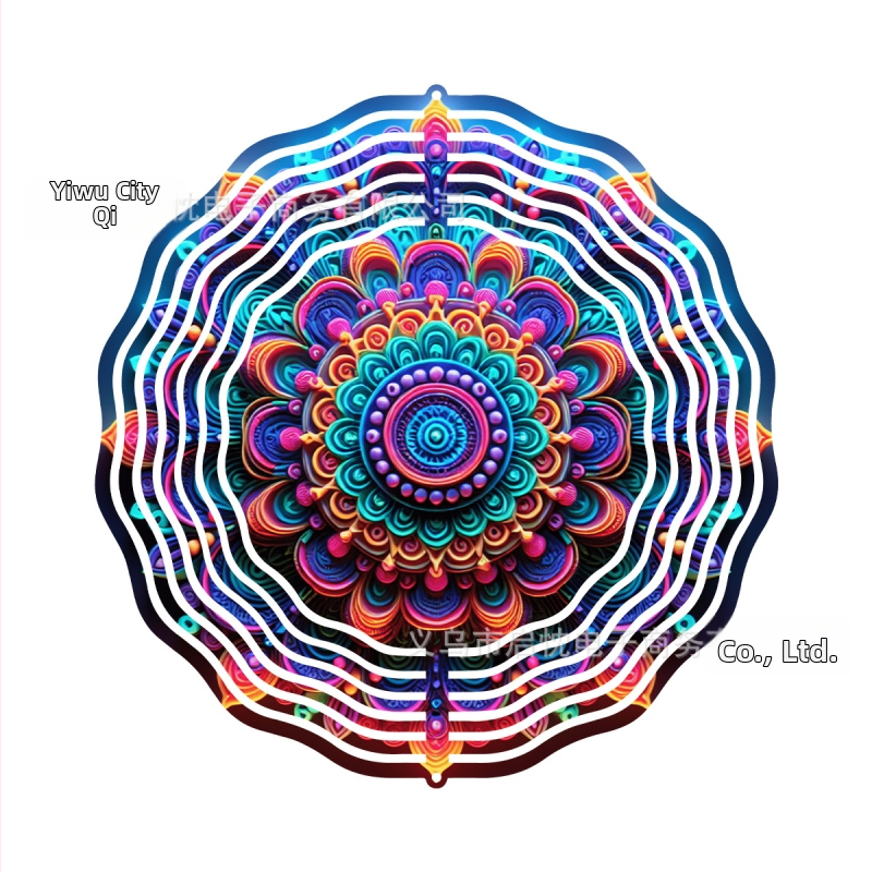 Mandala 3D besisukantis vėjo spinners dekoracija namams ir sodui, metalas, spaudinys dizainas